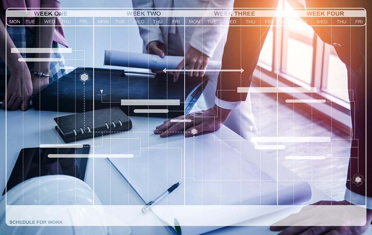 Project management schedule for business planning. Modern graphiC
