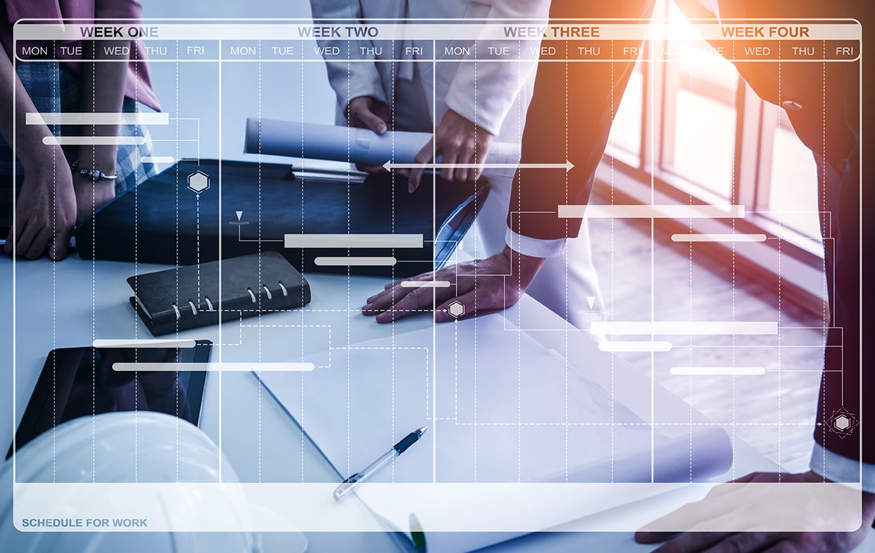 Project management schedule for business planning. Modern graphiC
